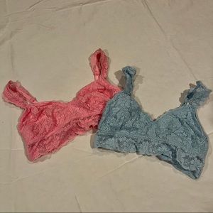 aerie Pastel Pink and Blue Bralette Bundle | L